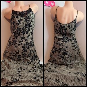 VTG Majick Beaded Floral Chiffon Maxi Dress Size Lg